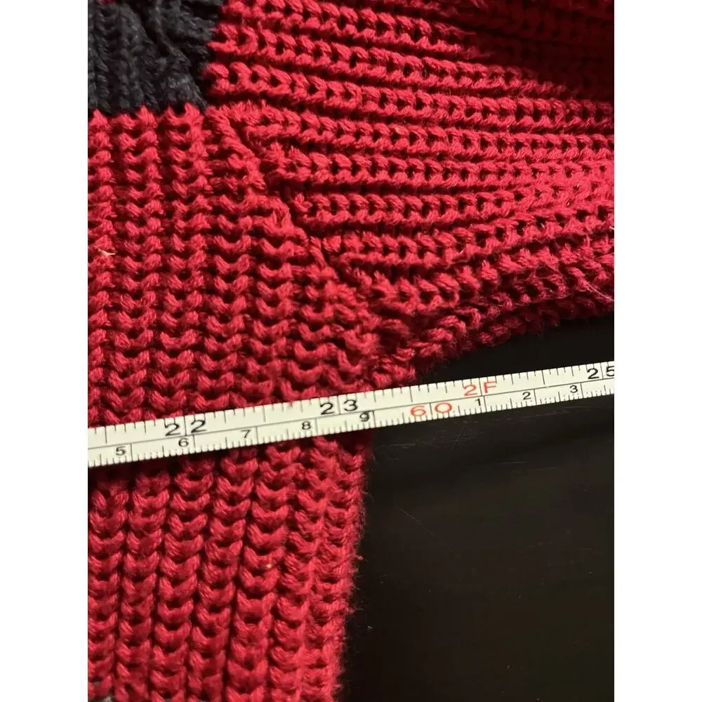 Nautica Men’s Sweater Red Black Grey Stripe Knit Crew Neck XXL